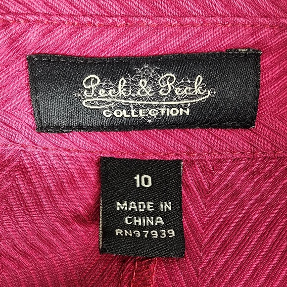 Peck & Peck Collection‎ Womens Pink Chevron Herringbone Button Up Shirt Size 10 - Picture 2 of 11